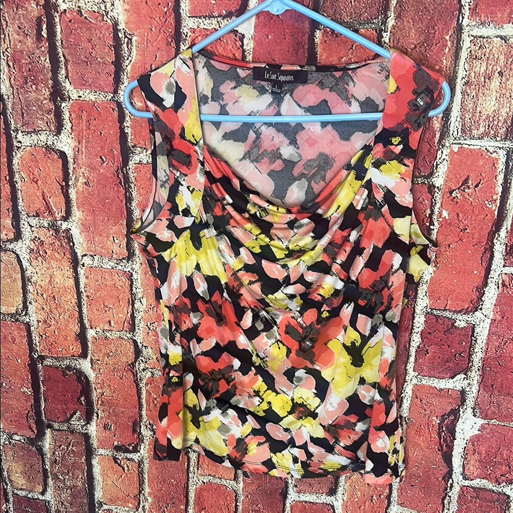 Le Suit Separates Sleeveless Cowl Neck Top Large